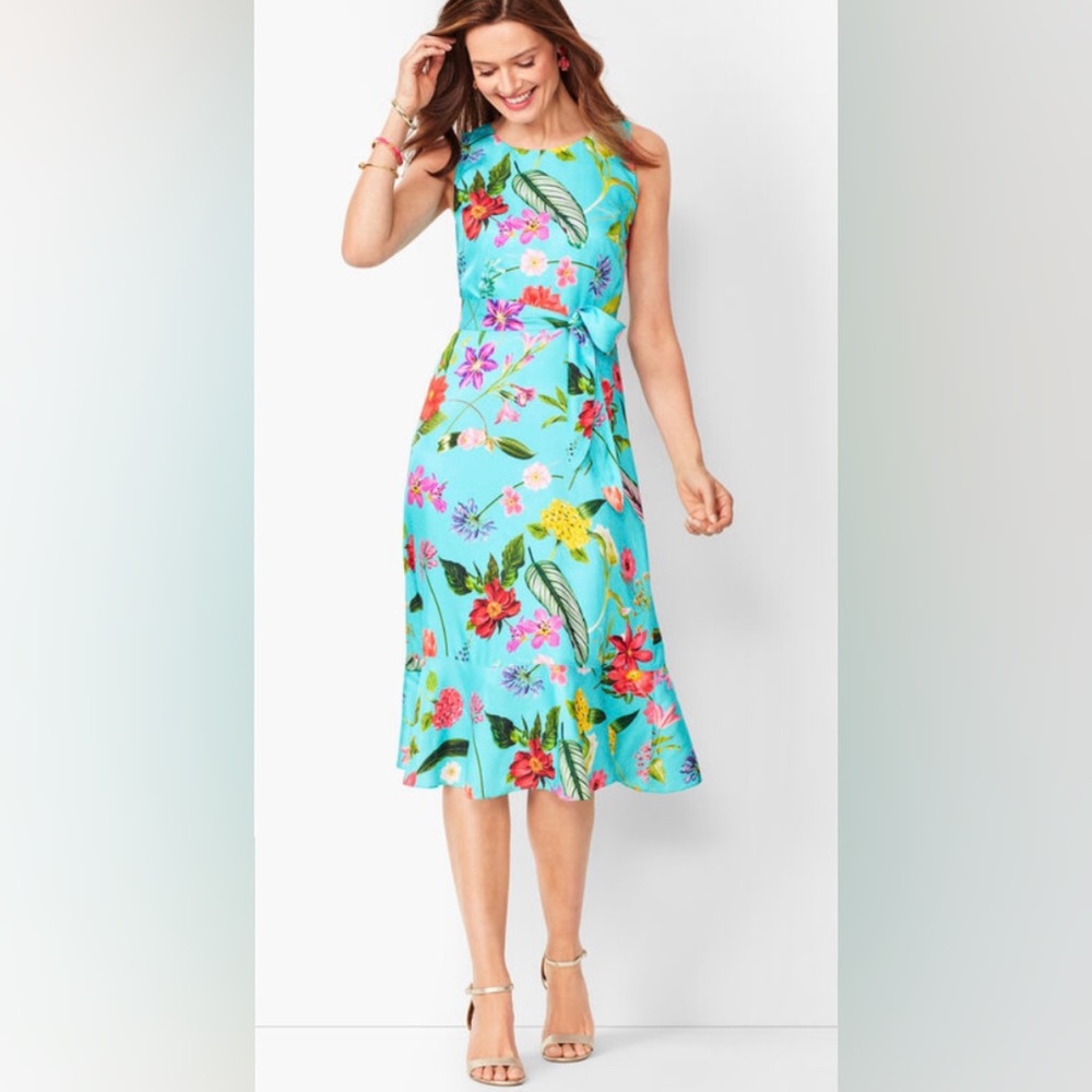 Talbots Spring Floral Dress SIZE 16 PETITE